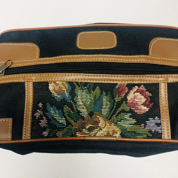 Vintage Small Floral Tapestry Cosmetic Bag With Zipper 10X6X3.5 - Picture 1 of 6